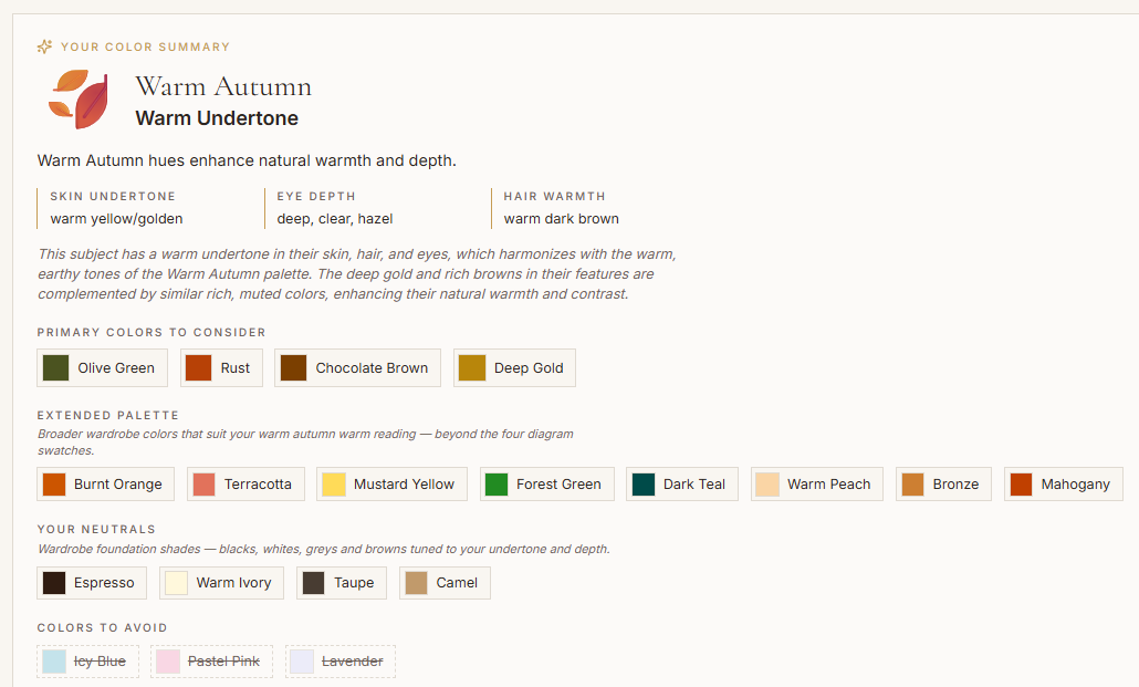 Client Color Summery Example Hue AI Color Analysis